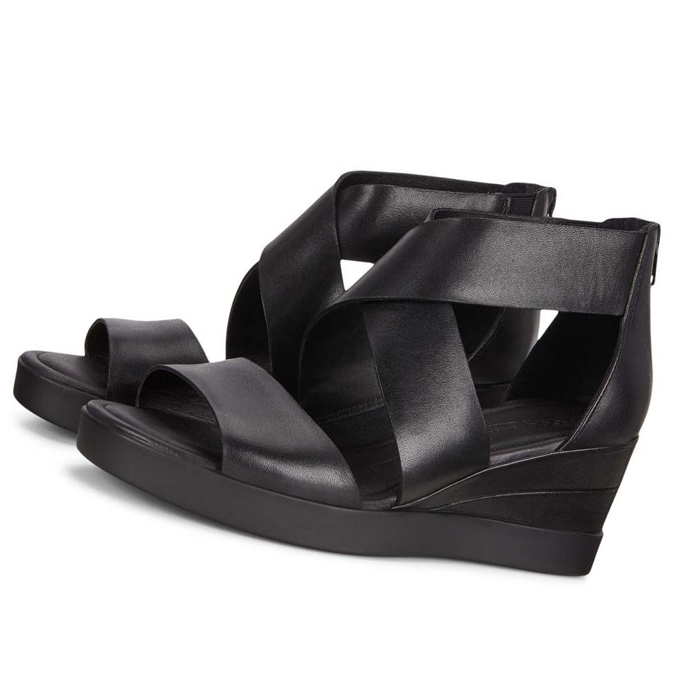 Women's Ecco Shape Wedge Plateaus Dress Shoes Black | Canada 121CTV